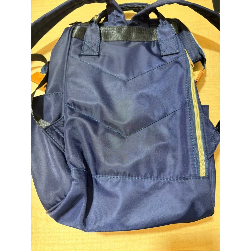 Amphora Navy Blue Nylon Backpack Gold Hardware Top Handle Travel Bag
